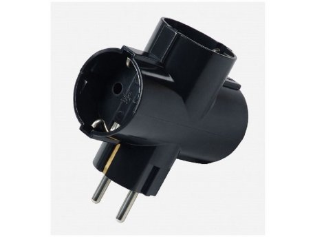 COMMEL Trostruki T razdelnik 16A 250V crni C6338-4
