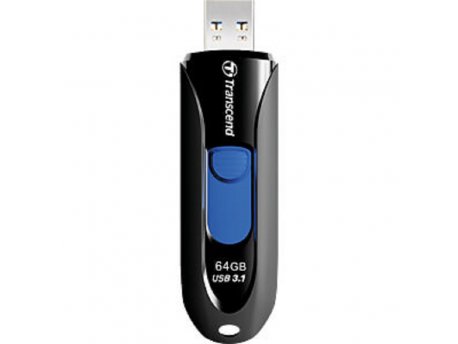 TRANSCEND USB 64 GB, JetFlash 790K, USB3.1, 100/30 MB/s, Retractable, Black/Blue TS64GJF790K