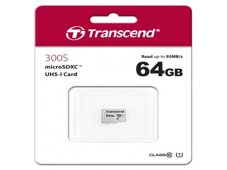 TRANSCEND Micro SD 64GB Class 10, Ultra High Speed Class 1 U1 TS64GUSD300S