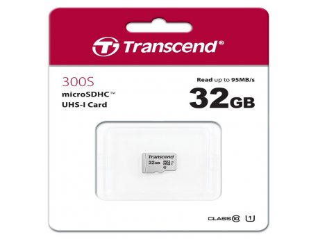 TRANSCEND Micro SD 32 GB, Class 10 U1, Read up to 95MB/s TS32GUSD300S