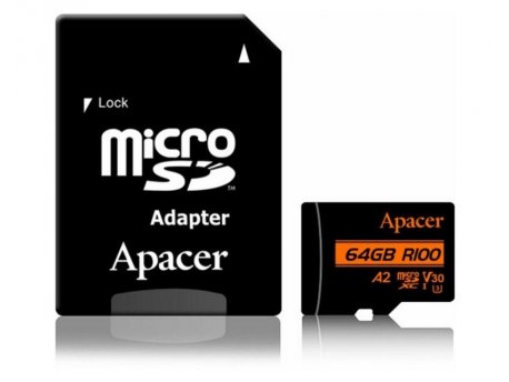APACER UHS-I MicroSDXC 64GB U3 V30 A2 + Adapter AP64GMCSX10U8-R