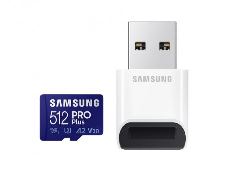 SAMSUNG PRO PLUS MicroSDXC 512GB U3 + Card Reader MB-MD512KB