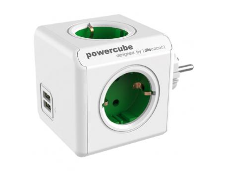 ALLOCACOC PowerCube Original USB 4xSchuko + dual USB zelena