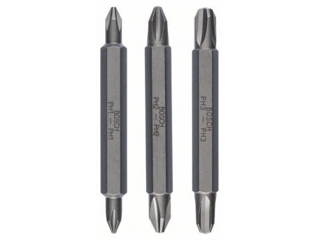 BOSCH 3-delni set dvostranih nastavaka 2607001748, PH1, PH2, PH3, PH1, PH2, PH3; 60 mm