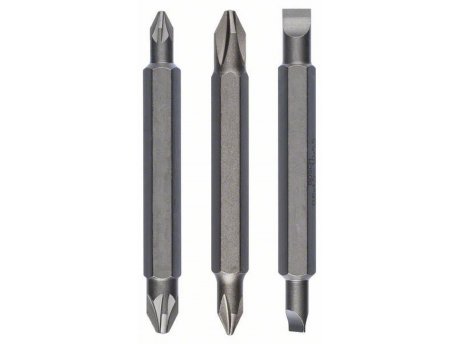 BOSCH 3-delni set dvostranih nastavaka 2607001745, PH1, PZ1, S 0,6x4,5; PH2, PZ2, S 1,0x5,5; 60 mm