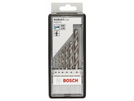 BOSCH 6-delni Robust Line set burgija za metal HSS-G, 135° 2607010529, 2; 3; 4; 5; 6; 8 mm, 135°