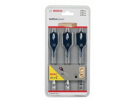 BOSCH 3-delni set pljosnatih burgija za glodanje Self Cut Speed 2608587011, 20,0; 22,0; 25,0 mm