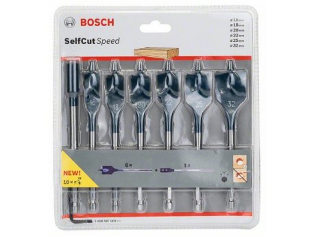 BOSCH 7-delni set pljosnatih burgija za glodanje Self Cut Speed 2608587009