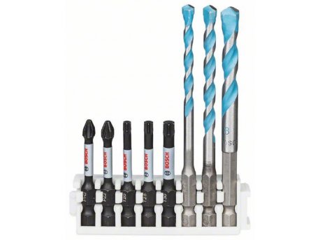 BOSCH Hex-9 MultiConstruction 5,6,8mm; Impact Power bit 50mm PH2, PZ2, T20, T25, T30 2608577144