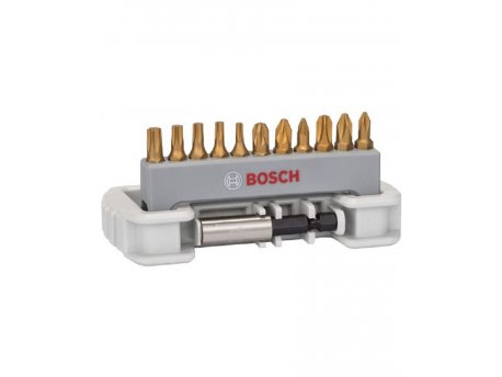 BOSCH 11-delni set bitova odvrtača sa držačem bitova PH1; PH2; PH3; PZ1; PZ2; PZ3; T10; T15; T20; T25; T30; 25 mm - 2608522132