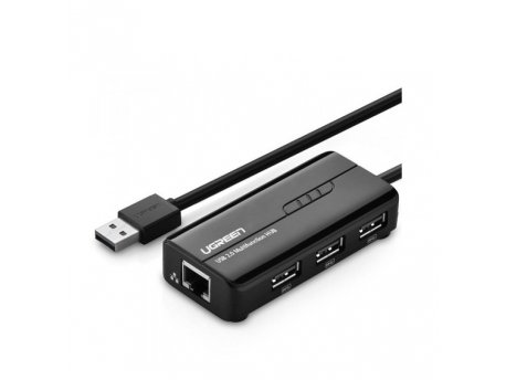 UGREEN Adapter USB HUB 2.0 na RJ45 +3xUSB