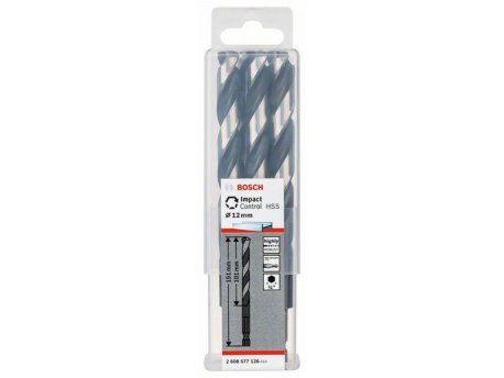 BOSCH HSS spiralna burgija sa šestostranim prihvatom 12,0mm (5 komada) 2608577126, 12 x 101 x 151 mm