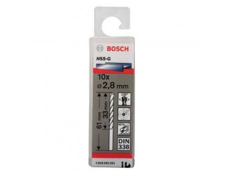 BOSCH Burgija za metal HSS-G, DIN 338 2,8 x 33 x 61 mm pakovanje od 10 komada
