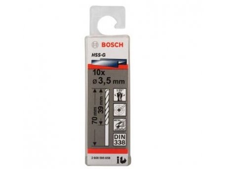 BOSCH Burgija za metal HSS-G DIN 338 3,5 x 39 x 70 mm