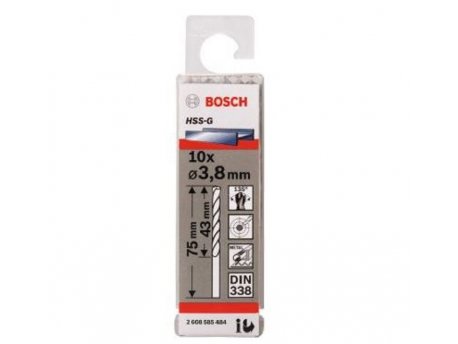 BOSCH Burgija za metal HSS-G, DIN 338 3,8 x 43 x 75 mm pakovanje od 10 komada