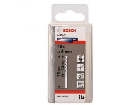 BOSCH Burgija za metal HSS-G, DIN 338 4 x 43 x 75 mm 1 komad