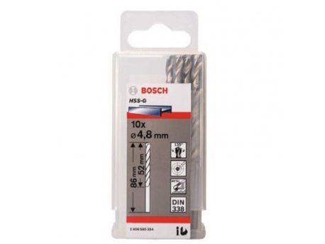 BOSCH Burgija za metal HSS-G, DIN 338 4,8 x 52 x 83 mm pakovanje od 10 komada