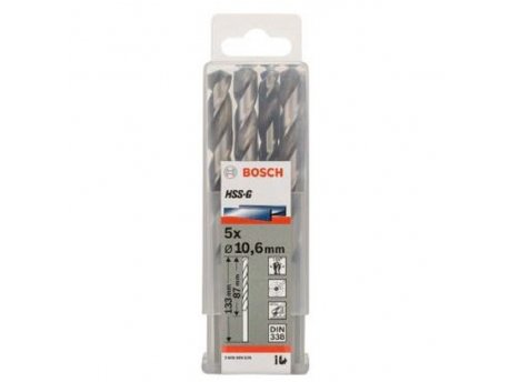 BOSCH Burgija za metal HSS-G, DIN 338 10,6 x 87 x 133 mm pakovanje od 5 komada