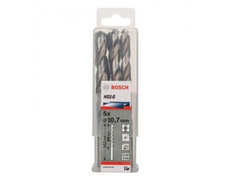 BOSCH Burgija za metal HSS-G, DIN 338 10,7 x 94 x 142 mm pakovanje od 5 komada