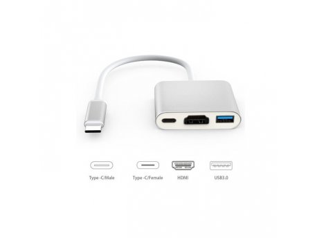 VELTEH Type C HUB na HDMI konvertor 3in1 4K TC2H-300