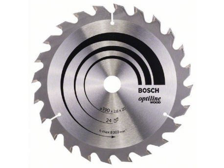 BOSCH List kružne testere Optiline Wood 190 x 20;16 x 2.6 mm. 24