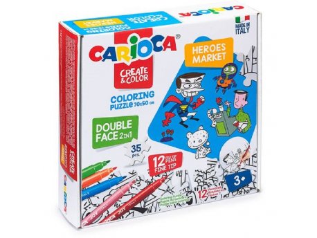 CARIOCA Flomaster set Puzzle 35 pcs+12 flomastera Super heroe 42940