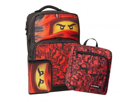 LEGO Ninjago maxi plus školski ranac, trodelni set (Mortensen): Crveni nindža