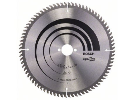 BOSCH List kružne testere Optiline Wood 2608640660, 250 x 30 x 3,2 mm, 80