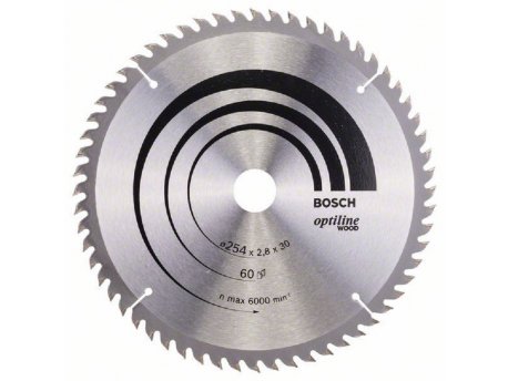 BOSCH List kružne testere Optiline Wood 2608640444, 254 x 30 x 2,8 mm, 60