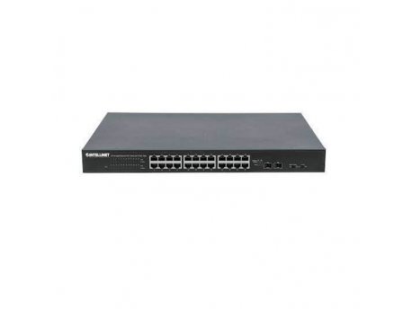INTELLINET 24-Port Gbps Ethernet PoE+ Switch w/ 10GbE Uplink