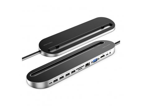Vention 12 u 1 Docking station Hub, Type-C, crni (THEBC)