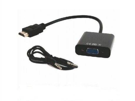 GEMBIRD A-HDMI-VGA-03 **Gembird HDMI to VGA + AUDIO adapter cable, single port, black (altA-HDMI-VGA-06)479