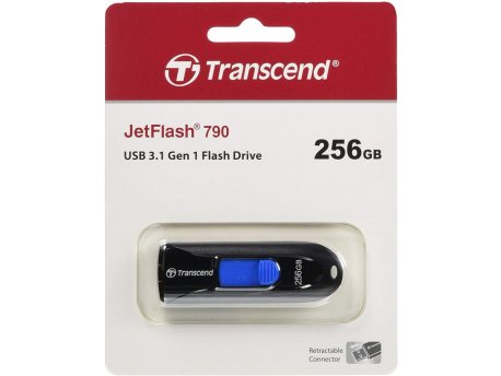 TRANSCEND 256GB, USB3.1, Pen Drive, Capless, Black (TS256GJF790K)