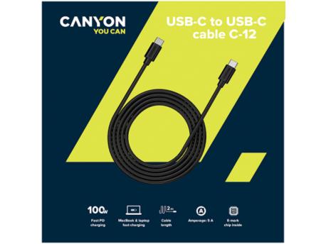 CANYON Tip-C kabl, 2m, crni (CNS-USBC12B)