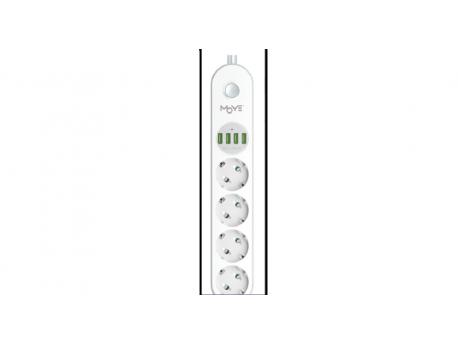 MOYE Voltaic Power Strip, produžni kabl,  16A, 4000W, 4USB, 4 utičnice (PS-104)