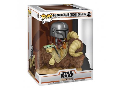 FUNKO Star Wars Mandalorian POP! Deluxe - Mando on Bantha w/Child in Bag