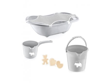 BABYJEM Set za Kupanje Bebe (kadica, podloga, sunđer, bokal, kofica) - Siva