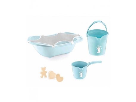 BABYJEM Set za Kupanje Bebe (kadica, podloga, sunđer, bokal, kofica) - Plava