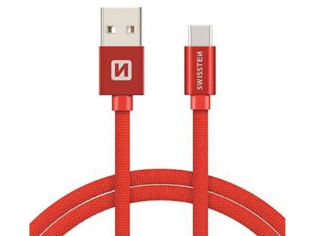 SWISSTEN Data kabl tekstil USB na TIP C 3m crveni