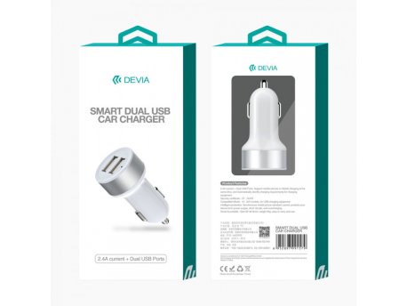 DEVIA Auto punjač Smart Dual USB Type-C bela