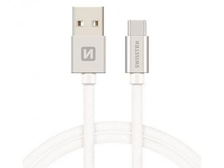 SWISSTEN Data kabl tekstil USB na TIP C 1.2m srebrni