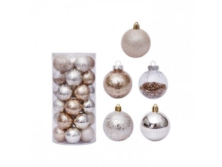 ED 6cm kuglica 30kom zlatno-srebrne