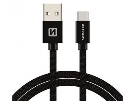 SWISSTEN Data kabl tekstil USB na TIP C 1.2m crni
