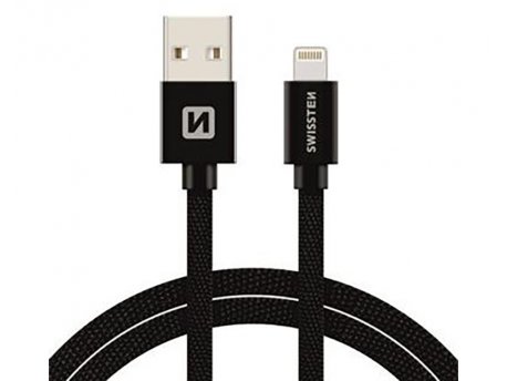 SWISSTEN Data kabl tekstil USB na iPhone 1.2m crn