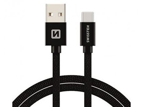 SWISSTEN Data kabl tekstil USB na iPhone 3m crni