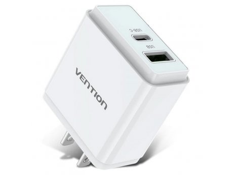Vention Punjač sa dva ulaza, USB Tip-A i Tip-C, 18/20W - Beli, US priključak (QC67-US-W)
