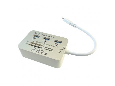 LC POWER USB Tip-C Hub, 3xUSB 3.0 + Multicard reader (LC-HUB-C-CR)