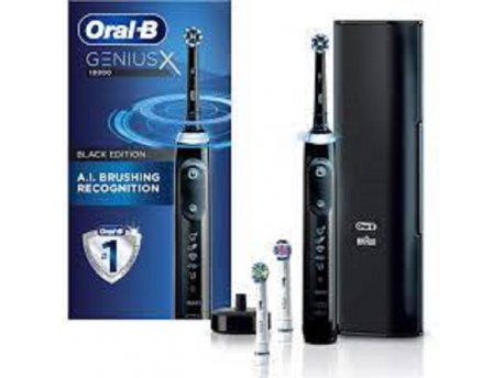 ORAL B Genius X , električna četkica za zube sa veštačkom inteligencijom, 1 zamenska glava četkice, futrola, Black