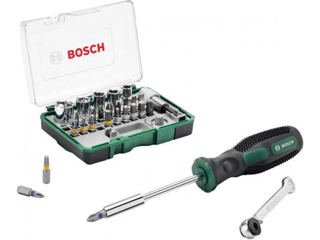 BOSCH 27-delni set bitova sa čegrtaljkom i ručnim zavrtačem 2607017331