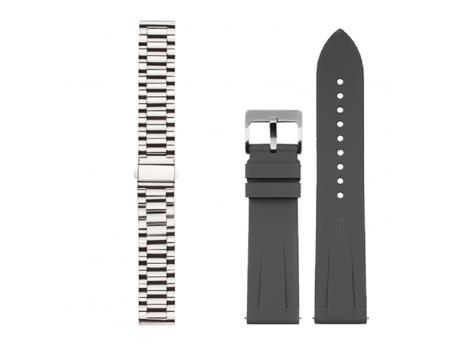 JUST IN CASE NARUKVICA 2in1 silikon/metal 22mm SIVA+SILVER